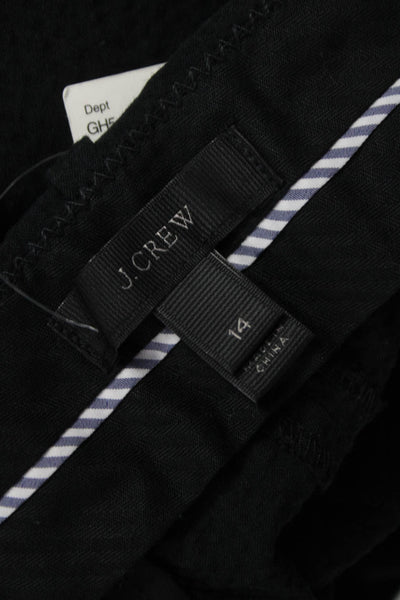 J Crew Women Black Ankle Pants Cotton Zip Solid Size 14