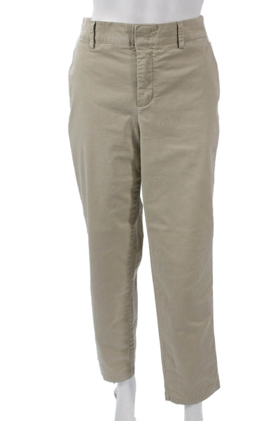 Vince Women Beige Chino Pants Cotton Zip Inseam 27 Size 12