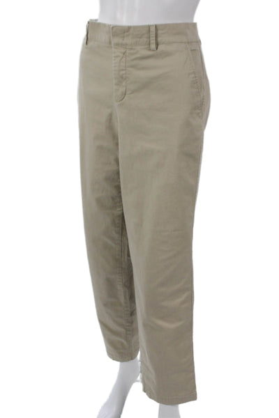 Vince Women Beige Chino Pants Cotton Zip Inseam 27 Size 12