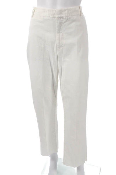 Vince Womens Ankle Pants White Cotton Solid Zip Size 14