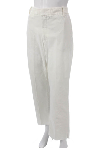 Vince Womens Ankle Pants White Cotton Solid Zip Size 14