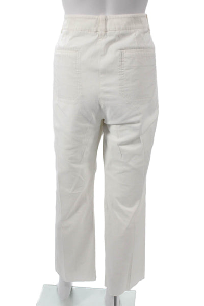 Vince Womens Ankle Pants White Cotton Solid Zip Size 14