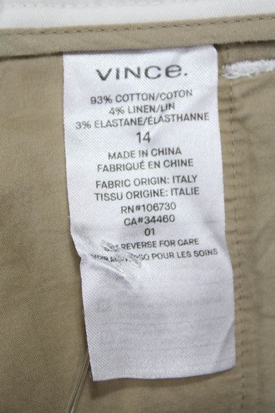 Vince Womens Ankle Pants White Cotton Solid Zip Size 14
