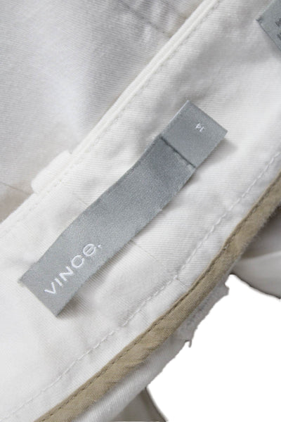 Vince Womens Ankle Pants White Cotton Solid Zip Size 14