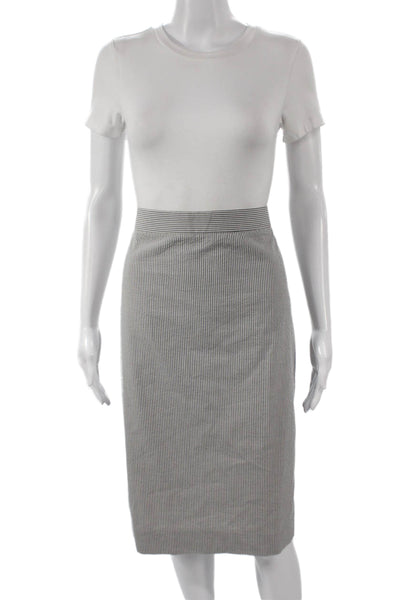 J Crew Womens Gray Striped Cotton Pencil Skirt Size 12 Tall
