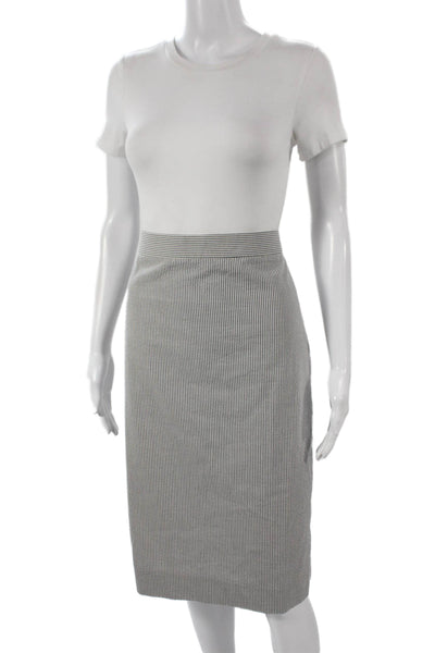 J Crew Womens Gray Striped Cotton Pencil Skirt Size 12 Tall