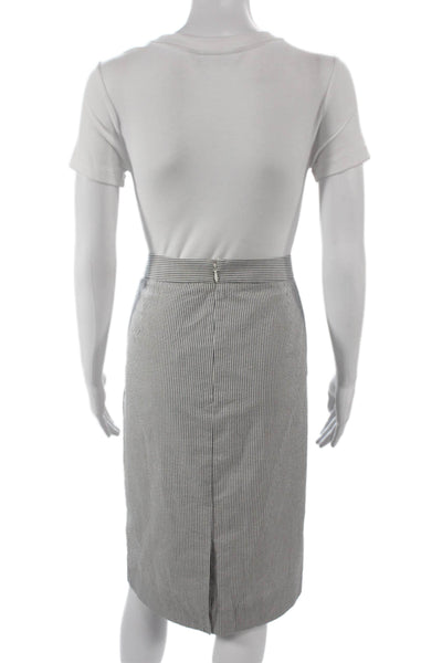 J Crew Womens Gray Striped Cotton Pencil Skirt Size 12 Tall