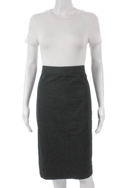 J Crew Womens Gray Cotton Pencil Skirt Knee Length Hook & Eye Size 12 Tall