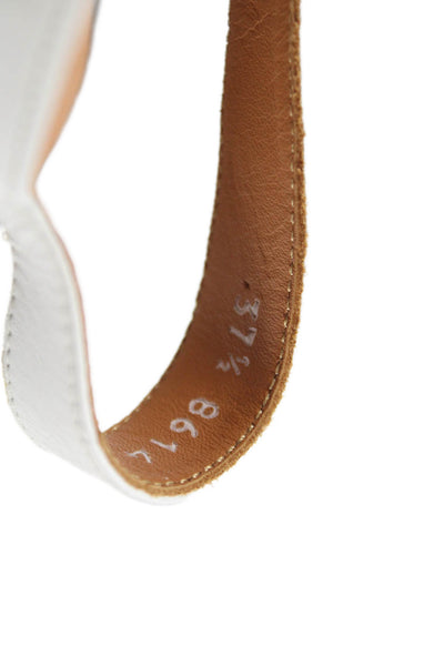 Clergerie Womens Leather Crisscross Platform Ankle Strap Shoes White Blue Sz 7.5