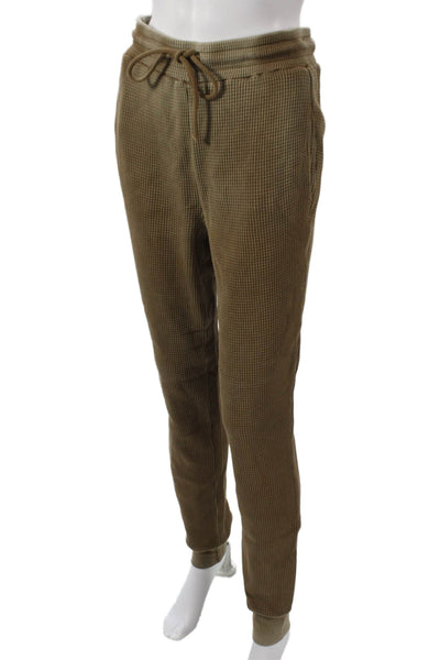 Cotton Citizen Mens Brown Check Jogger Pants 100% Cotton Drawstring Size M