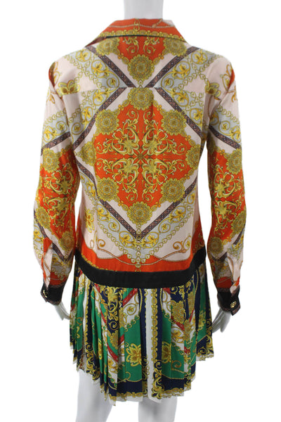 Zara Woman Women Shirt Dress Multicolor Floral Long Sleeve Collared Size S