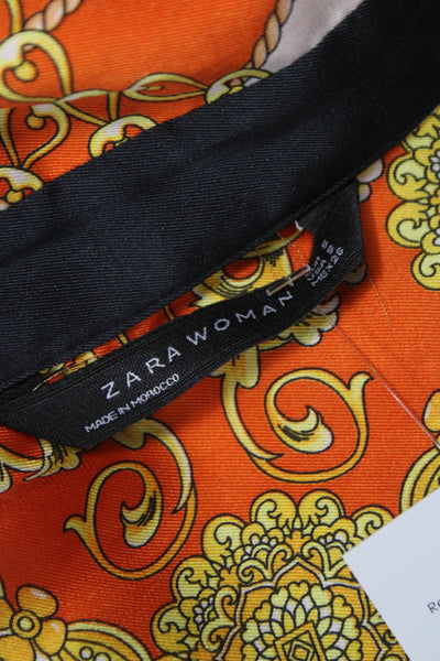 Zara Woman Women Shirt Dress Multicolor Floral Long Sleeve Collared Size S