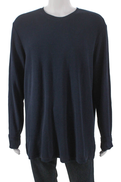 Cotton Citizen Mens Basic T-Shirt Blue Crew Neck Long Sleeve Size XL