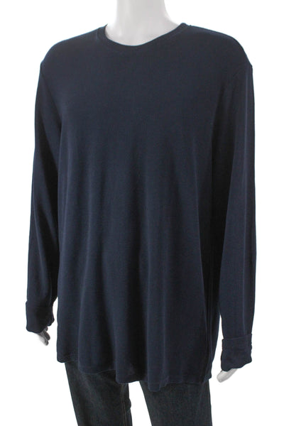 Cotton Citizen Mens Basic T-Shirt Blue Crew Neck Long Sleeve Size XL