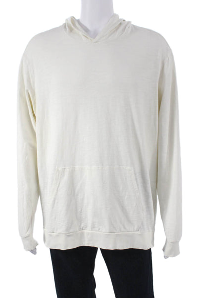 Liverpool Los Angeles Mens Pullover Hoodie White Cotton V-Neck Size XL