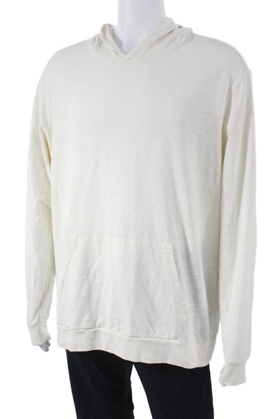Liverpool Los Angeles Mens Pullover Hoodie White Cotton V-Neck Size XL