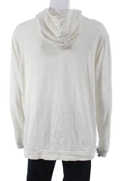 Liverpool Los Angeles Mens Pullover Hoodie White Cotton V-Neck Size XL