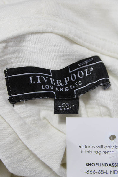Liverpool Los Angeles Mens Pullover Hoodie White Cotton V-Neck Size XL