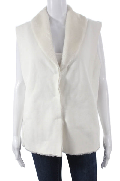 Lauren Ralph Lauren Womens Sleeveless White Polyester Vest Hook & Eye Size XL