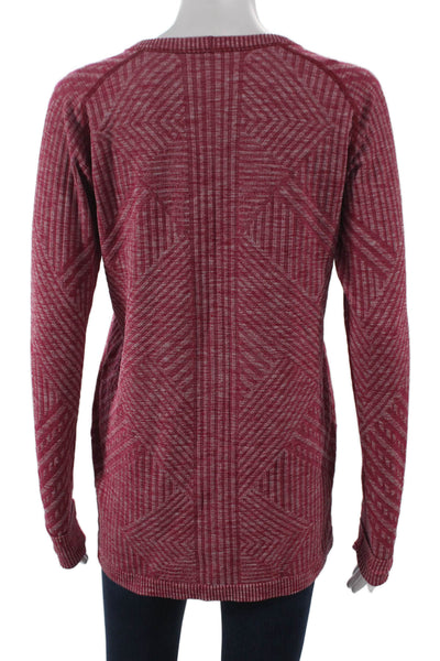Lululemon Women Red Geometric Crew Neck Long Sleeve Pullover Size 10