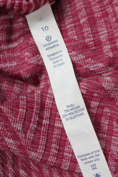 Lululemon Women Red Geometric Crew Neck Long Sleeve Pullover Size 10