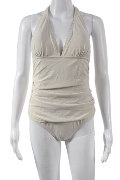 Gloria Vanderbilt Edition Womens Beige Nylon One Piece Swimsuit Size 10