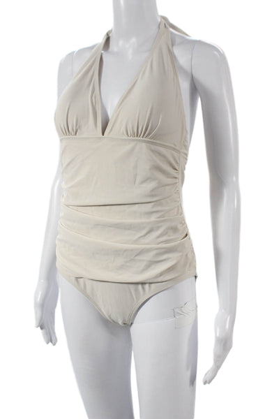 Gloria Vanderbilt Edition Womens Beige Nylon One Piece Swimsuit Size 10