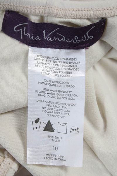 Gloria Vanderbilt Edition Womens Beige Nylon One Piece Swimsuit Size 10