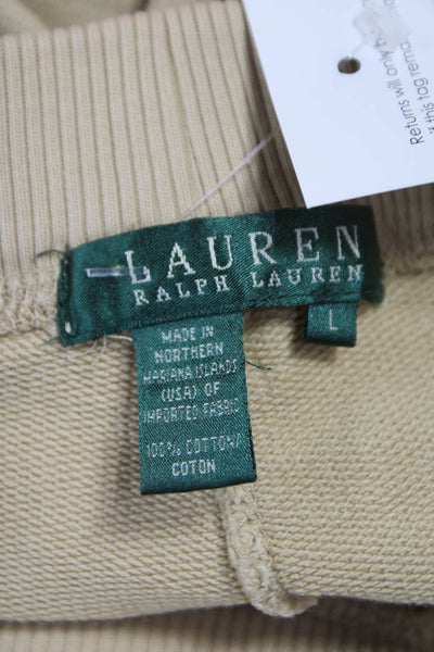 Lauren Ralph Lauren Womens Sweatpants Beige Cotton Drawstring Solid Size L
