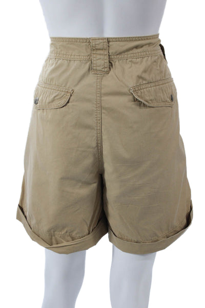 Lauren Ralph Lauren Womens Cargo Shorts Beige Cotton Button Size 14