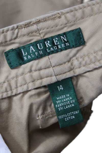 Lauren Ralph Lauren Womens Cargo Shorts Beige Cotton Button Size 14