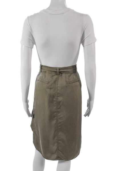 Lauren Ralph Lauren Women Cargo Skirt Green Lyocell Buckle Knee Length Size 12