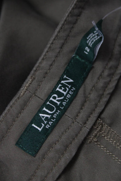 Lauren Ralph Lauren Women Cargo Skirt Green Lyocell Buckle Knee Length Size 12