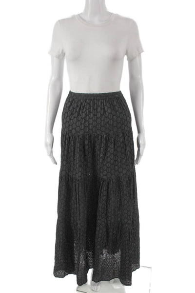 Melissa Odabash Womens Maxi Geometric Black Cotton Skirt Size L