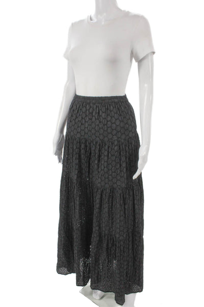 Melissa Odabash Womens Maxi Geometric Black Cotton Skirt Size L