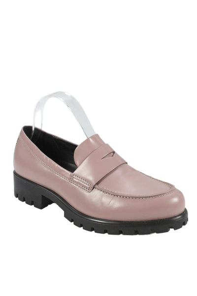 ECCO Womens Slip On Block Heel Round Toe Loafers Woodrose Leather Size 38