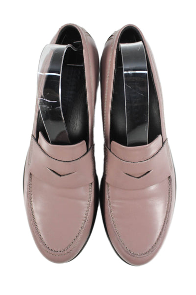 ECCO Womens Slip On Block Heel Round Toe Loafers Woodrose Leather Size 38