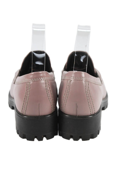 ECCO Womens Slip On Block Heel Round Toe Loafers Woodrose Leather Size 38