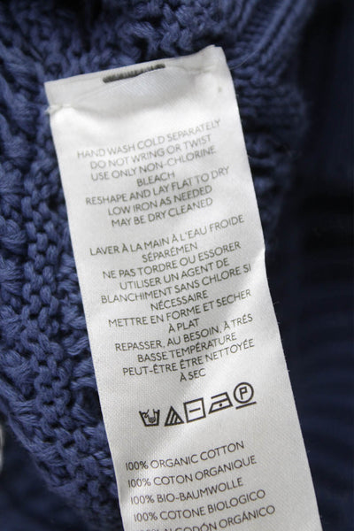 We The Free Womens Cardigan Collared Solid Blue Cotton Long Sleeve Size S