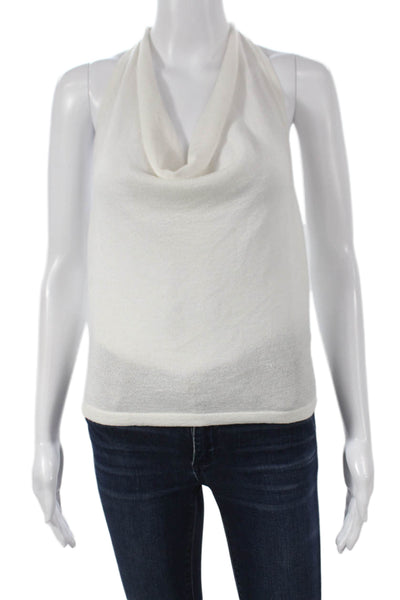 525 Women Basic Sleeveless Cowl Neck Rayon Tank White Tie Size S
