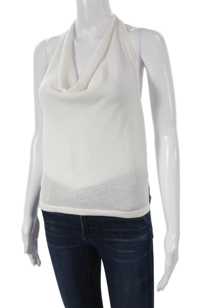 525 Women Basic Sleeveless Cowl Neck Rayon Tank White Tie Size S