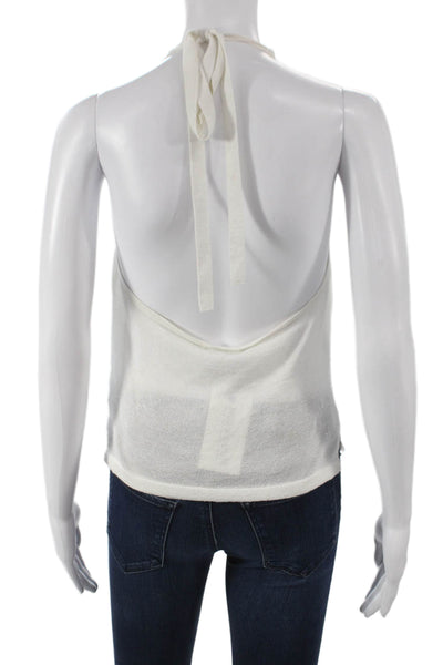 525 Women Basic Sleeveless Cowl Neck Rayon Tank White Tie Size S