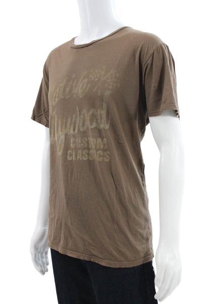 Project E Vintage Mens Brown Retro Graphic Cotton Crew Neck T-Shirt Size XL