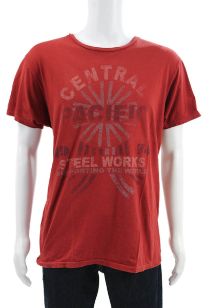 Project E Vintage Mens Red 100% Cotton Industrial Graphic Tee Size XL