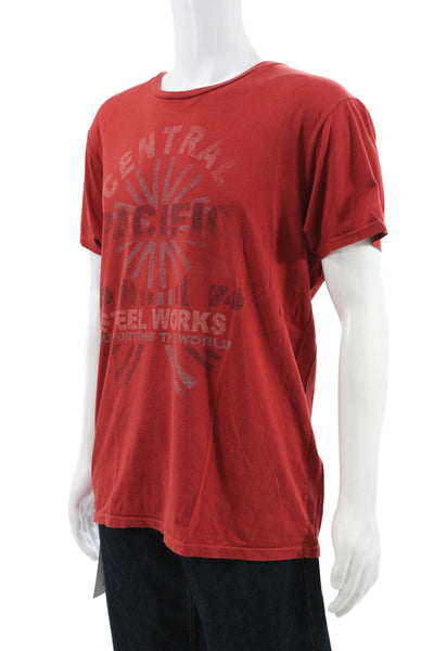 Project E Vintage Mens Red 100% Cotton Industrial Graphic Tee Size XL