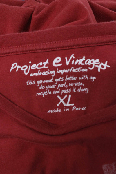 Project E Vintage Mens Red 100% Cotton Industrial Graphic Tee Size XL