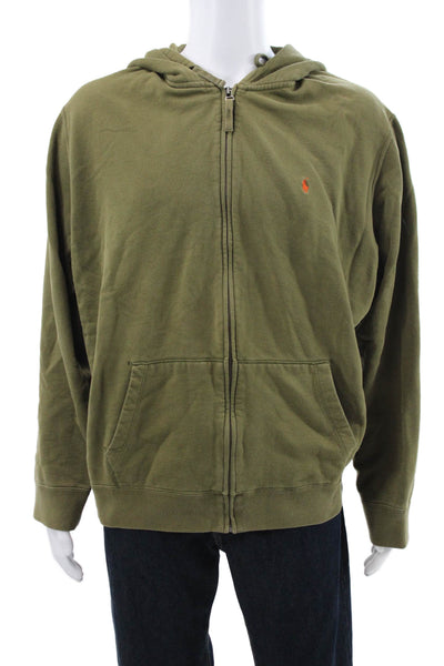 Polo Ralph Lauren Mens Full Zip Green Hoodie 85% Cotton Size 2XL