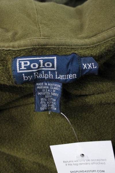 Polo Ralph Lauren Mens Full Zip Green Hoodie 85% Cotton Size 2XL