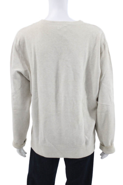 Polo Ralph Lauren Mens Pullover V-Neck Beige Cotton Long Sleeve Size 2XL