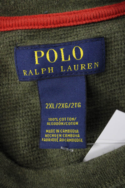 Polo Ralph Lauren Mens Green Cotton Long Sleeve T-Shirt Big & Tall Size 2XL